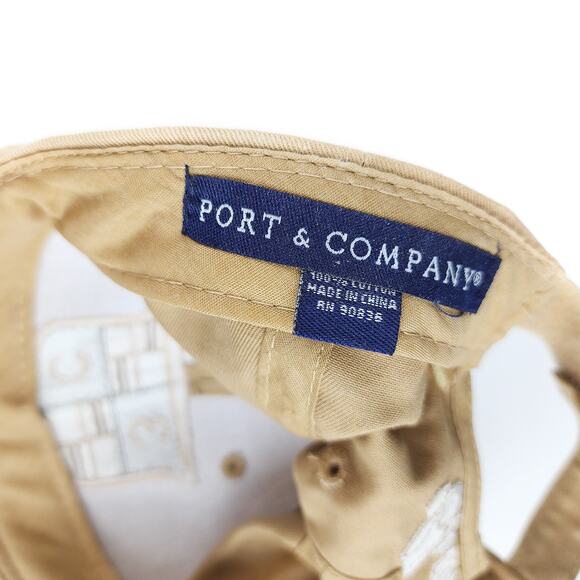 Men's Ball Cap Port & Company Khaki Brown Color Adjustable Embroidered Hat - Picture 6 of 7